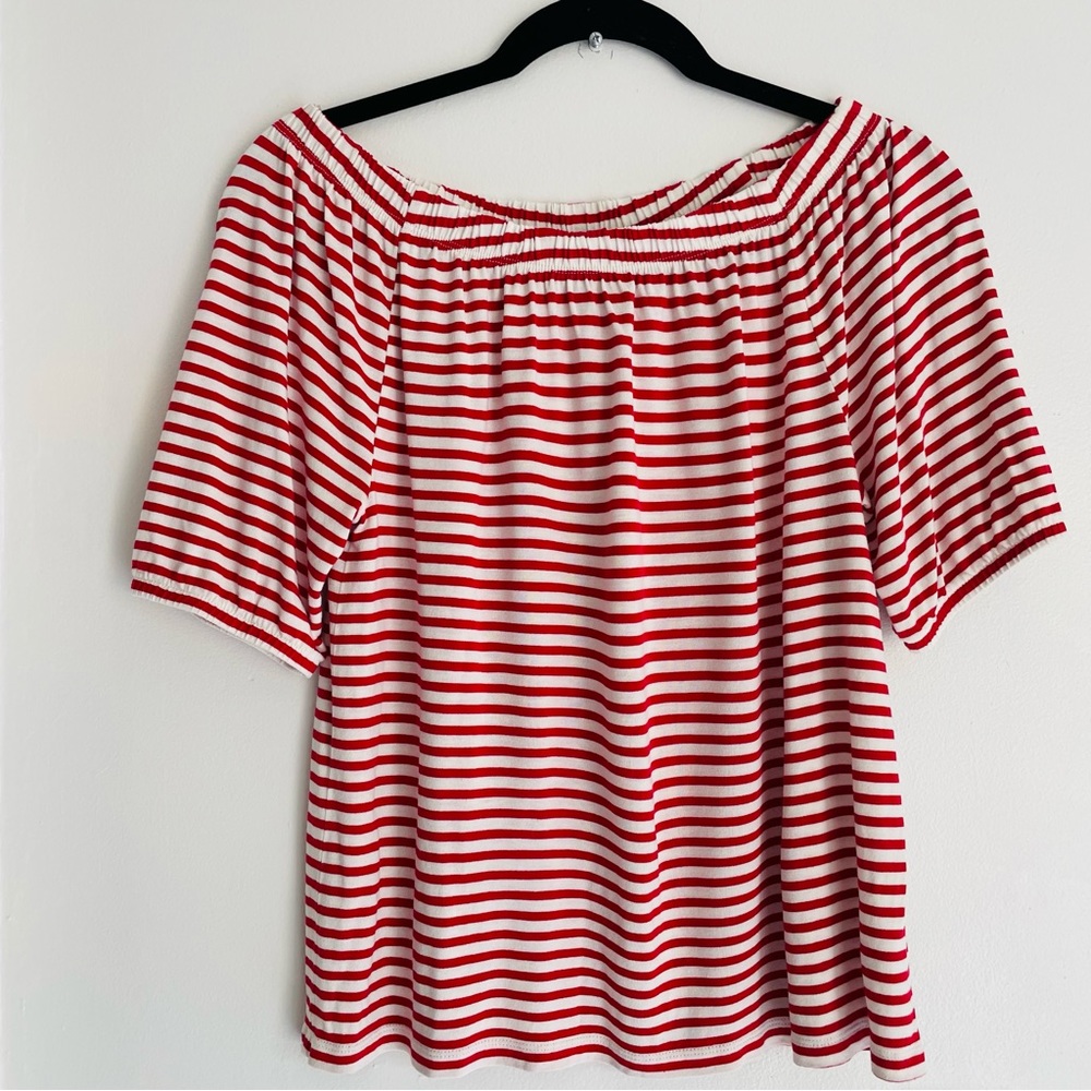 TALBOTS Red & White Striped Top